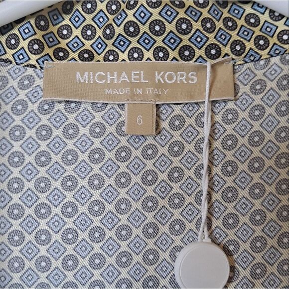 MICHAEL KORS Onward Luxury Grp Spa Italian Pleated Shirt Midi Dress NWT 100 SILK - Picture 2 of 8